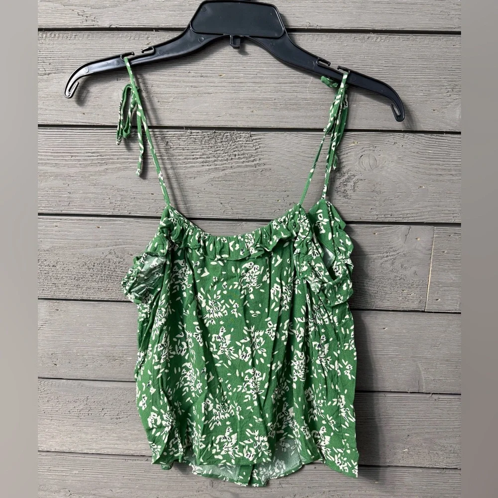BA&SH Bloomingdales Veda Green Floral Top Size M Spring Summer Easter Vacation - Picture 6 of 9